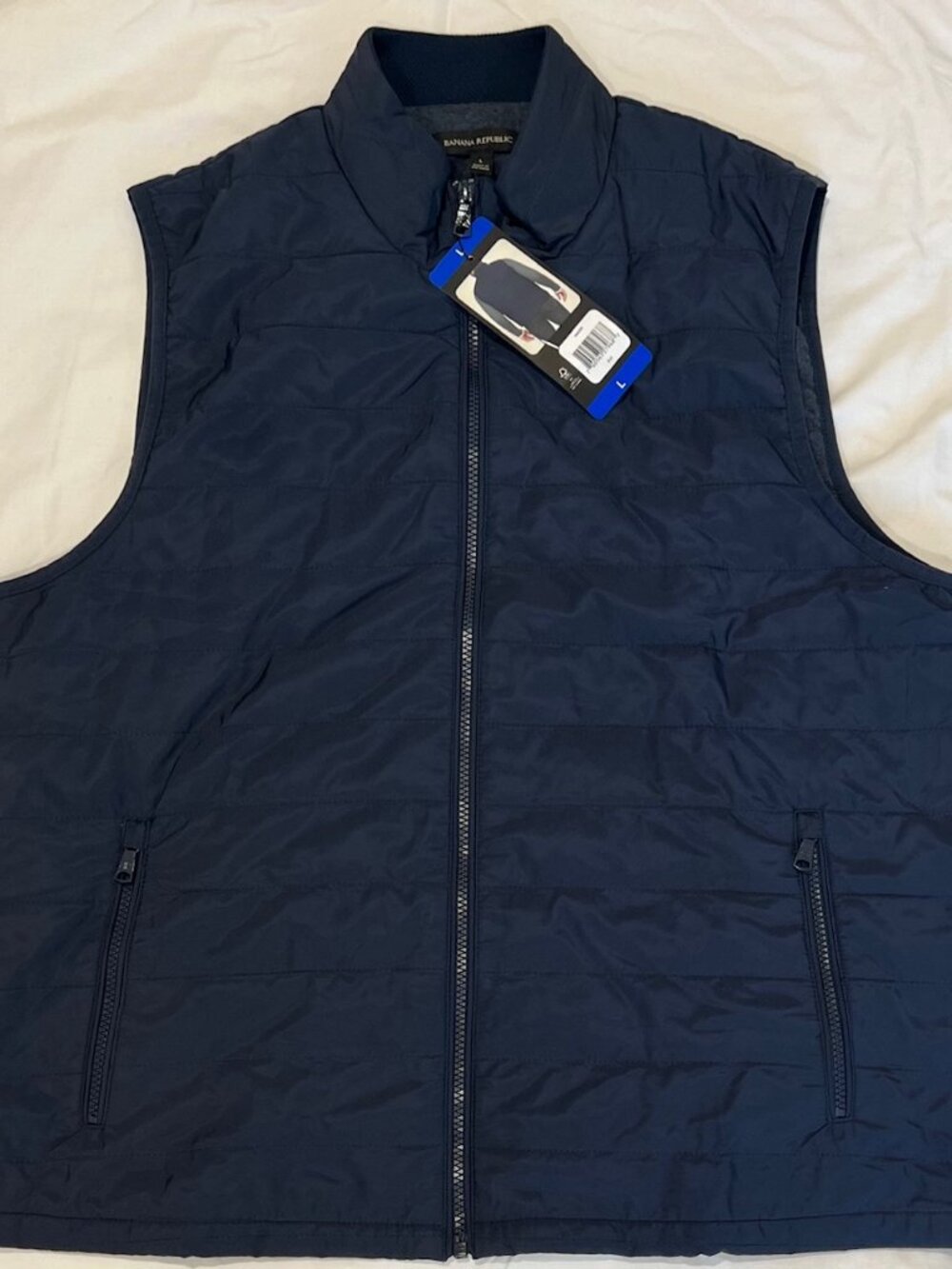 Banana Republic Men's Navy Full Zip Quilted Vest - Size Large